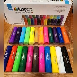 KINGART Tempera Paint Sticks - Set of 23 ,Art Pens & Markers